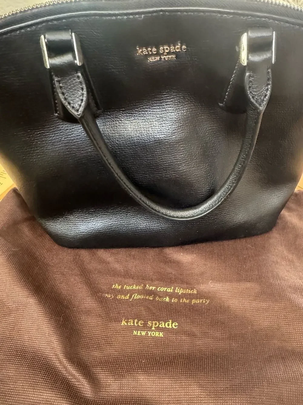 Kate Spade Sylvia Small Tote Black Crossgrain Leather Crossbody Handbag